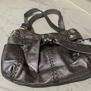 Genuine Brighton metallic Silver Women's shoulder Handbag. 100% leather. EUC!